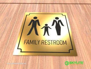 designed by benc engraved brass metal family restroom sign